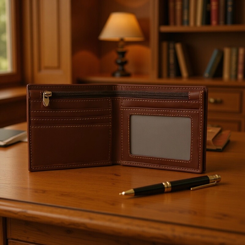 Men's Wallet, Foreign Trade Crazy Horse Leather First-Layer Cowhide Wallet, Anti-Magnetic, Multi-Compartment, Built-In Zipper, Genuine Leather, Factory Wholesale