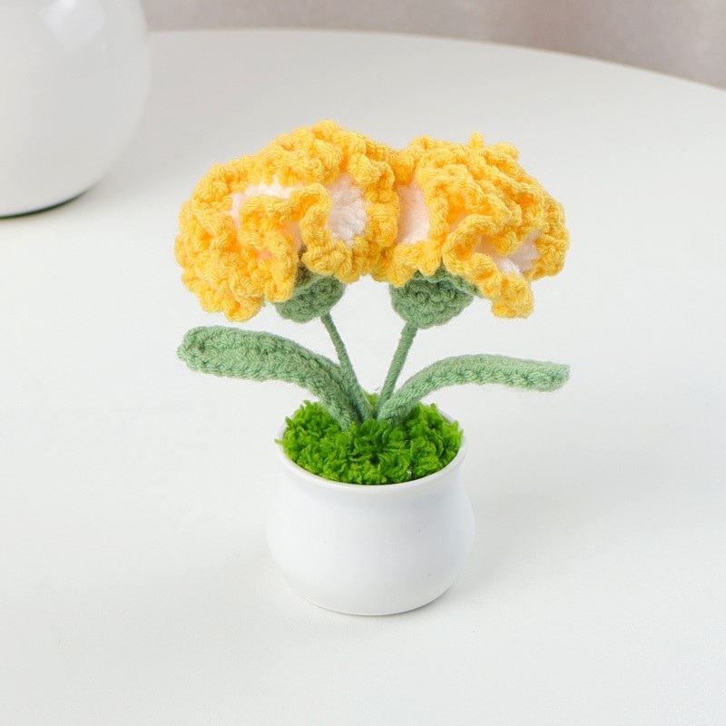 完成したウールひまわり鉢植えスズラン造花チューリップデスクトップ装飾品バレンタインデー教師クラスメートギフト|undefined