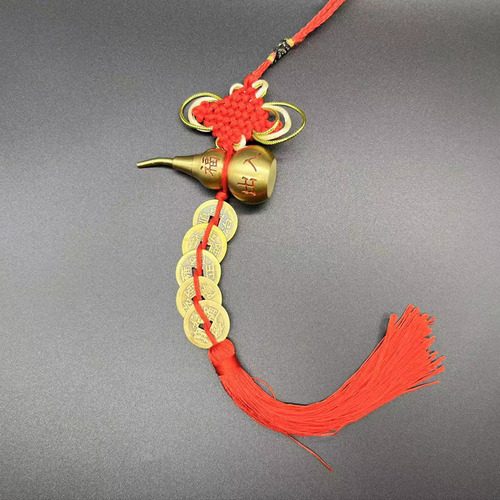 Hot selling brass gourd real copper five emperors coins copper coin pendant gourd car pendant stall travel souvenir pendant