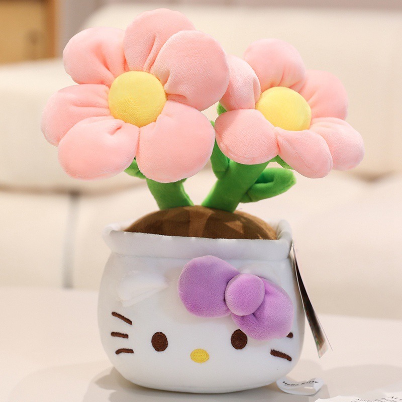 正規版ハローキティ盆栽サンリオkt猫ハローキティ花置物ぬいぐるみぬいぐるみ抱き枕|undefined