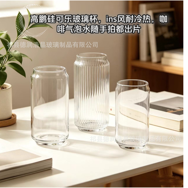 Transfronterizos parches de vidrio pintados a mano Coca-Cola tazas de vidrio transparentes de alto valor con cubierta taza de jugo de paja en stock al por mayor