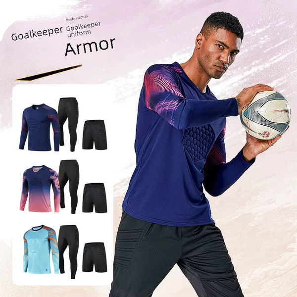 Football Goalkeeper Uniform Suit Men's Adult Long-Sleeved Sponge Pad Game Training Goalkeeper Uniform Jersey Spot Wholesale