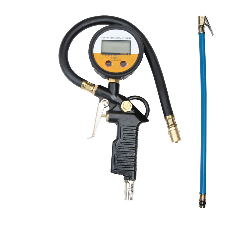 Air pressure gauge/tire pressure gauge | Qìchē with Inflator Car - black-copper-head-digital-gauge-with-tube