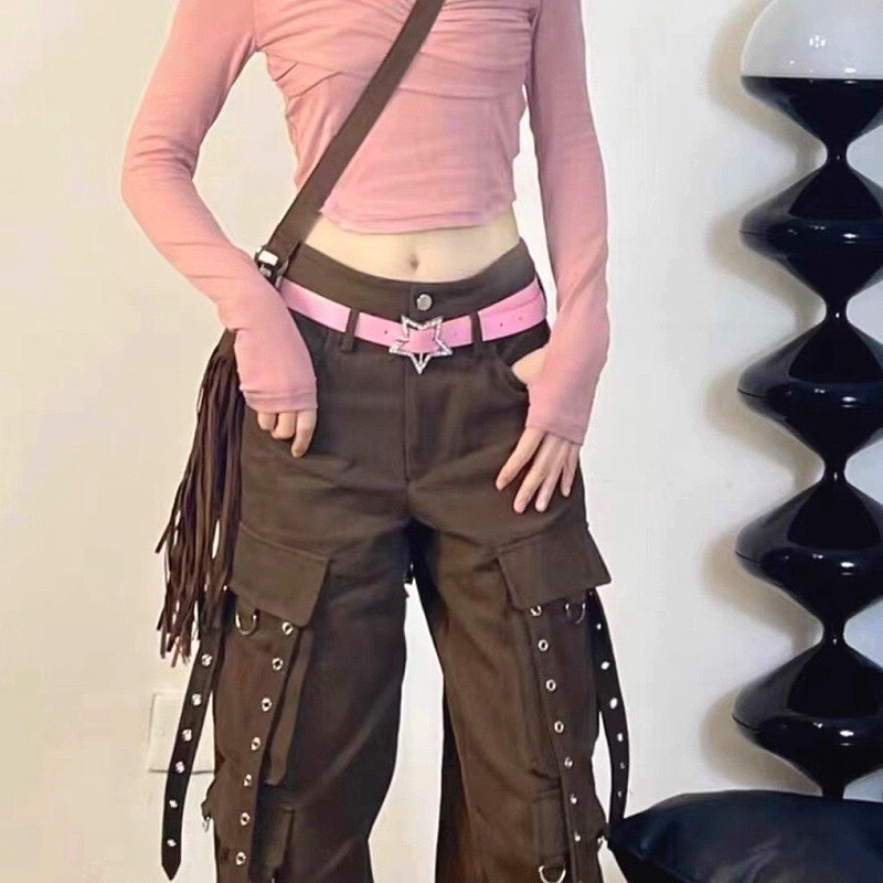 Millennial Dopamine Spicy Girl Style Pink Y2K Belt for Women with Jeans New Summer Trendy Star Belt Design Millennial Dopamine Spicy Girl Style Pink Y2K Belt for Women with Jeans New Summer Trendy Star Belt Design