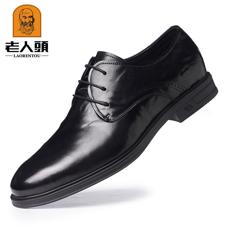 Удобные деловые деловые свадебные туфли на шнуровке для пожилых людей, деловые мужские туфли из воловьей кожи первого слоя, дышащие деловые кожаные туфли 25009.
