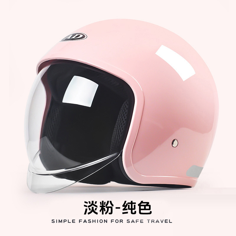 Casco de motocicleta eléctrica AD 3C certificado para hombres y mujeres cuatro estaciones general medio casco invierno caliente casco de seguridad de automóviles de batería