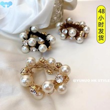Pearl head rope female hair rope leather band hair tie ring