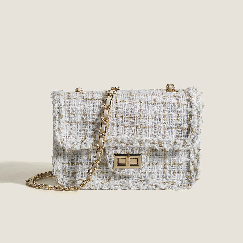 Small Chanel Style Bag Autumn And Winter Woven Woolen Women's Bag Chain Messenger Bag Korean Version Versatile Shoulder Bag