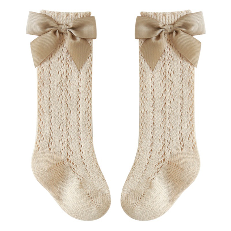 23 calcetines de verano para niños españoles de malla delgada anillo móvil calcetines de media pantorrilla niñas Big Bow Princess calcetines de bebé