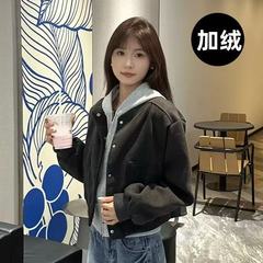 美式复古简洁短款夹克外套女秋季2025新款宽松休闲设计感棒球服潮