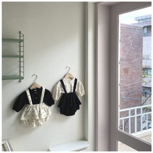 女童娃娃衫背带包屁裤套装春季宝宝衣服2025春款韩版童装儿童春装