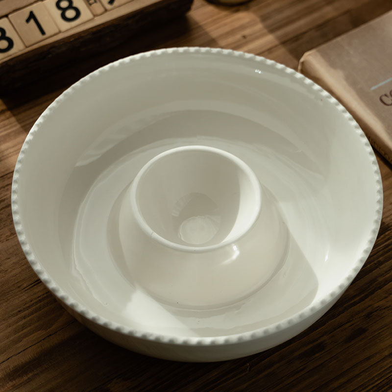 Bocillos de bocadillos de borde ondulado francés práctico de cerámica divisor de platos de salsa de tomate de patatas fritas de platos de platos de platos