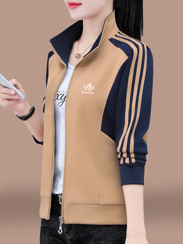 运动外套女款2025新款春秋中年妈妈休闲宽松开衫卫衣女士长袖上衣|undefined