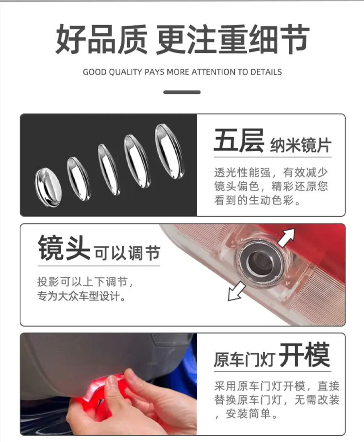 No Blue Edge Suitable for Porsche Welcome Light Cayenne Projection Taycan Modified Macan Panamera Door