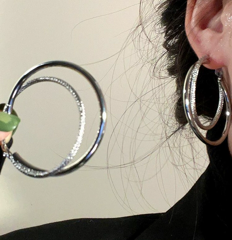 Silver 925 Earrings — Light Luxury Hoops & Drops, High-Quality Sterling, Multiple Sizes