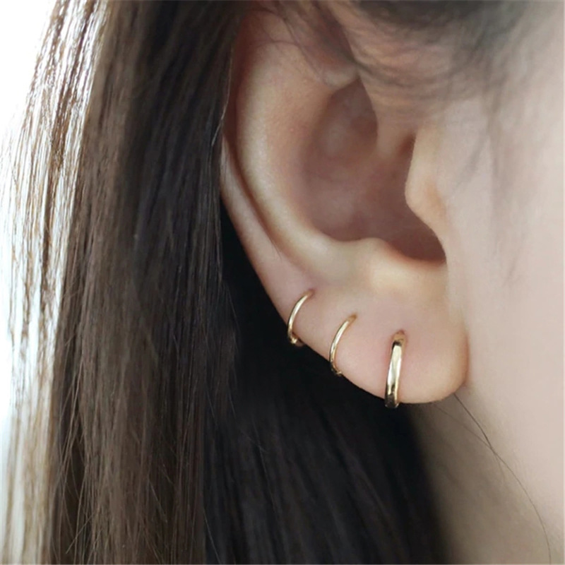 INS Style Geometric Sterling Silver Plating Zircon Earrings 1 Pair