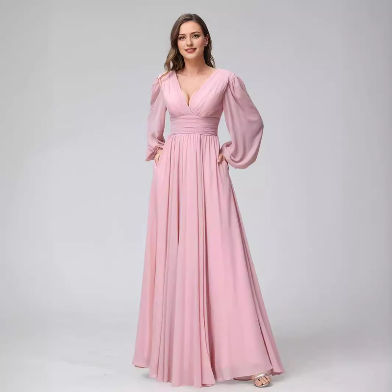 Amazon Bridesmaid Dress European and American Export Long Dress Sexy and Elegant Slit Soft Satin Tail Banquet Evening Dress for Women