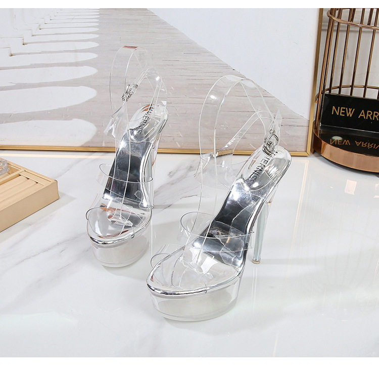 Giày cao gót nữ gót pha lê ánh kim, quai mảnh, phong cách quyến rũ — Màu bạc, Màu vàng, Màu đen chi tiết 18