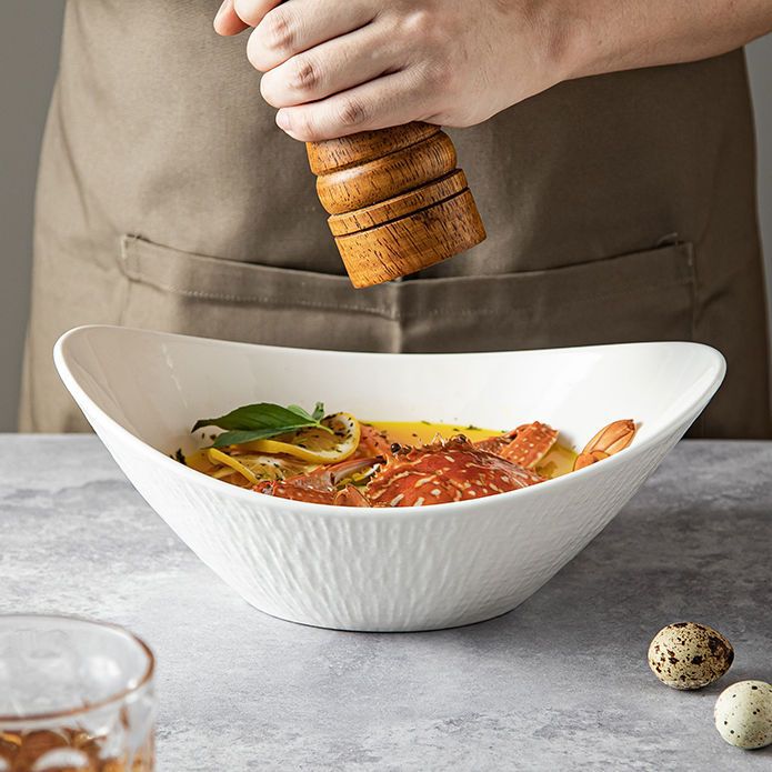 quicksand pattern ceramic ingot bowl salad bowl hotel restaurant specialty noodle bowl diagonal bowl private shaped dish