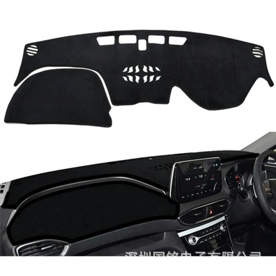 Car Dashboard Light-Proof Mat – Günəş əleyhinə siperlik - 19-23-hyundai-santa-fe-split-2-pieces-polyester-black-edge-right-rudder
