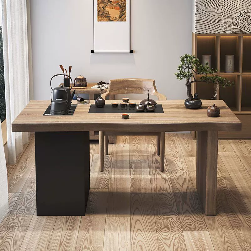 Балконный чайный столик и стул, новый чайный столик в китайском стиле, маленькая квартира, чайный столик из цельного дерева, чайный столик Kung Fu, современный простой журнальный столик из бревен