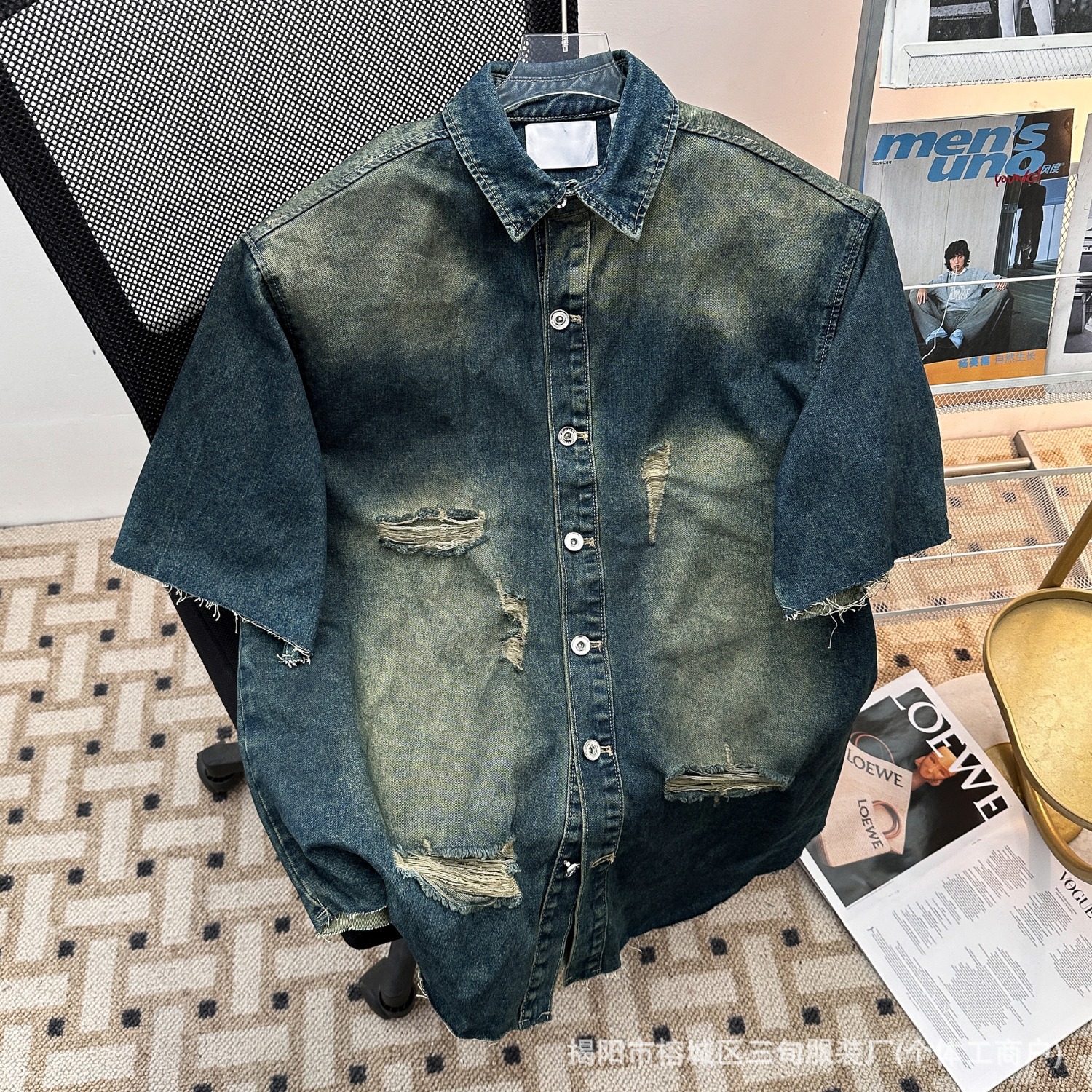 2026 New Men's Casual Jacket Summer Export Fashion High Street Short-Sleeved Shirt Loose Denim Jacket for Men