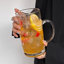 超大容量水果茶杯1000ml带把玻璃杯餐厅奶茶杯果汁杯饮料杯啤酒杯