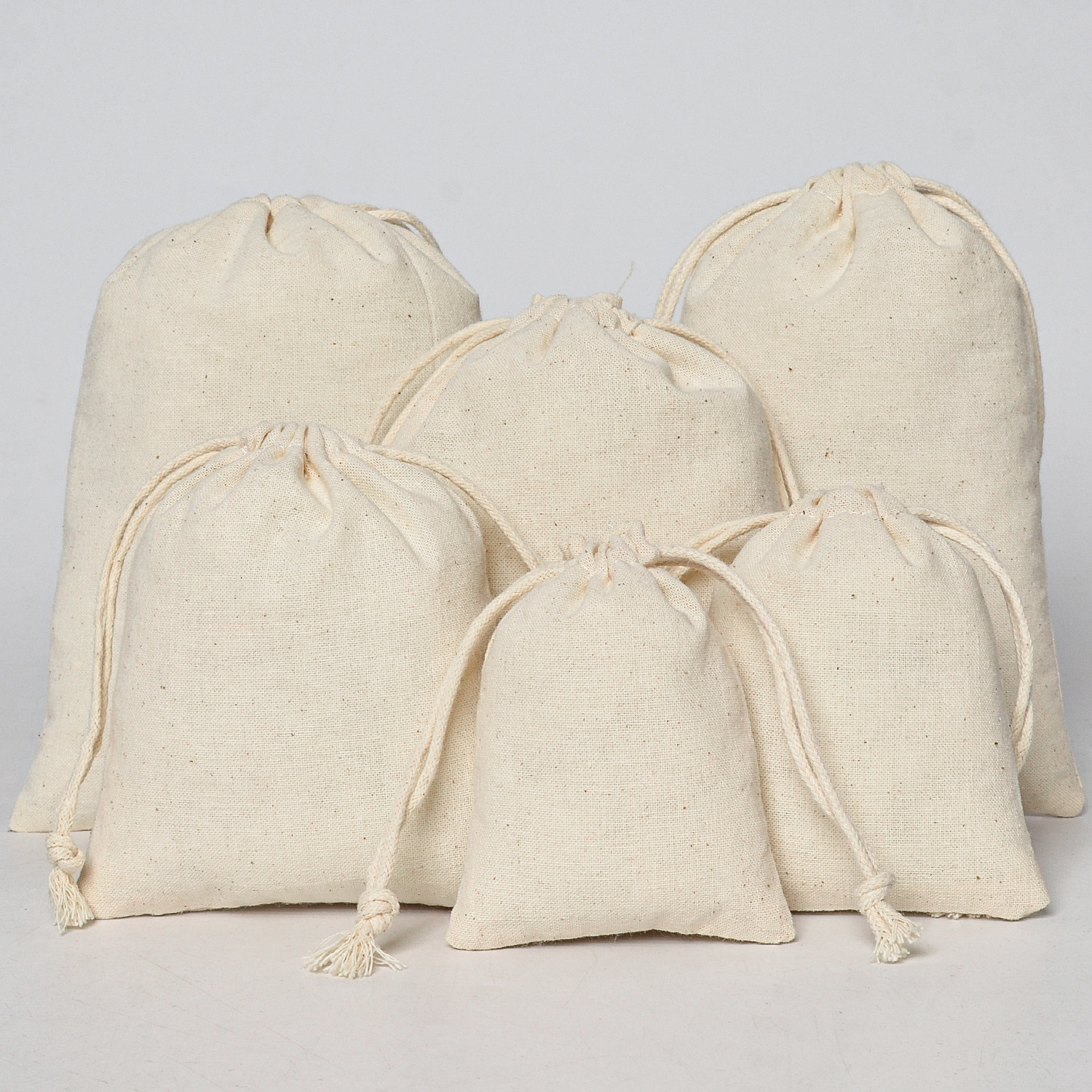 Fábrica en stock bolsas de algodón accesorios bolsas de almacenamiento de granos transpirables bolsas de algodón de cuerda de dibujo de color real image 1