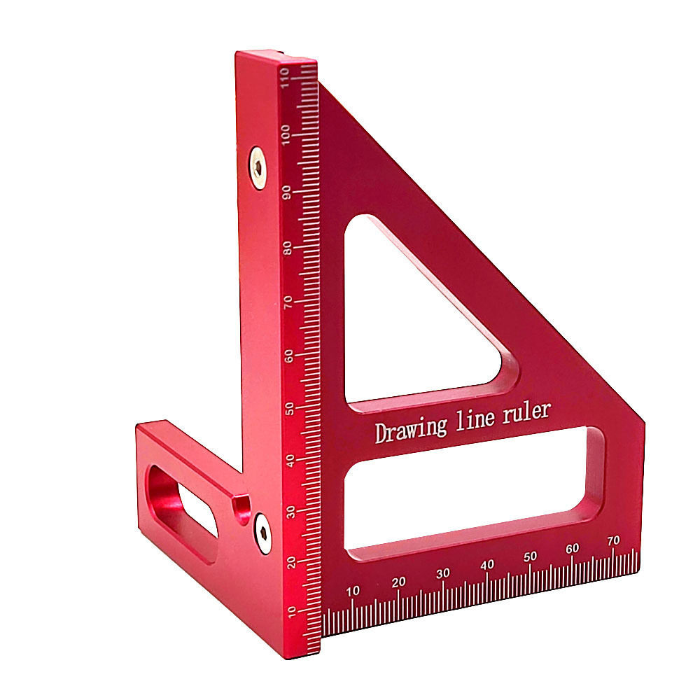 Regla de calibración de carpintería métrica-británica, ángulo recto, ángulo triangular, calibrador de ángulo, regla de aleación de aluminio