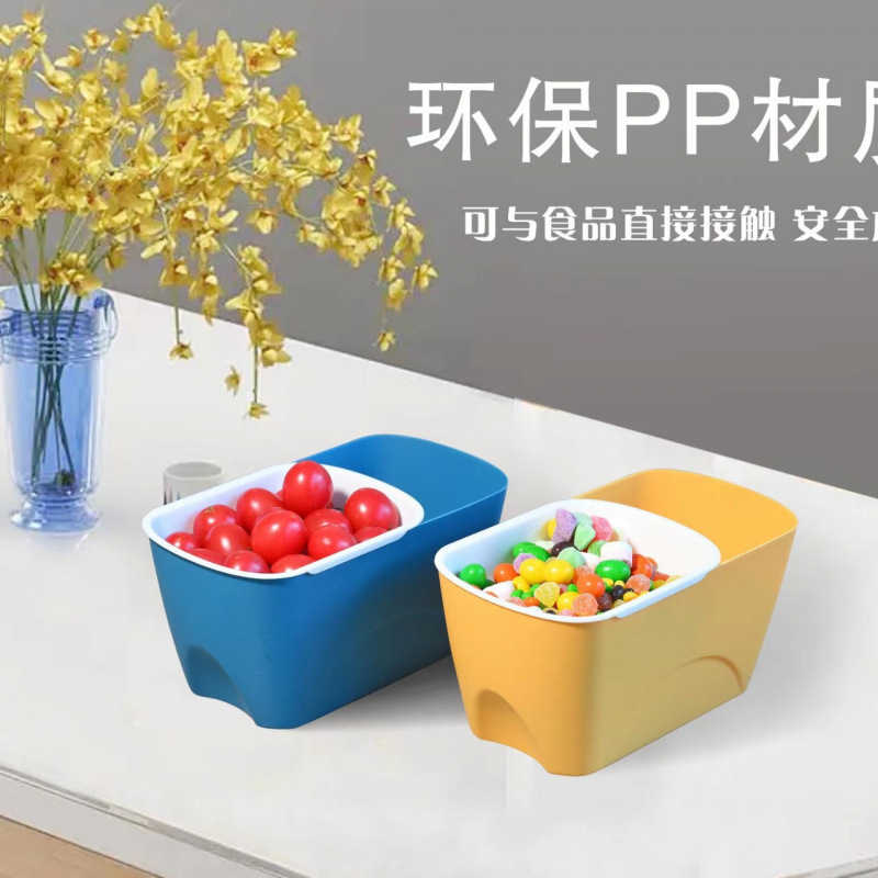 Household Lazy Double-Layer Snack Box, Round Corner Fruit Tray for Sunflower Seeds, Candy, Snacks, and Dried Fruit Storage Box