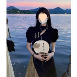 新中式假两件撞色连衣裙女春季2025新款气质氛围感设计款中长裙子