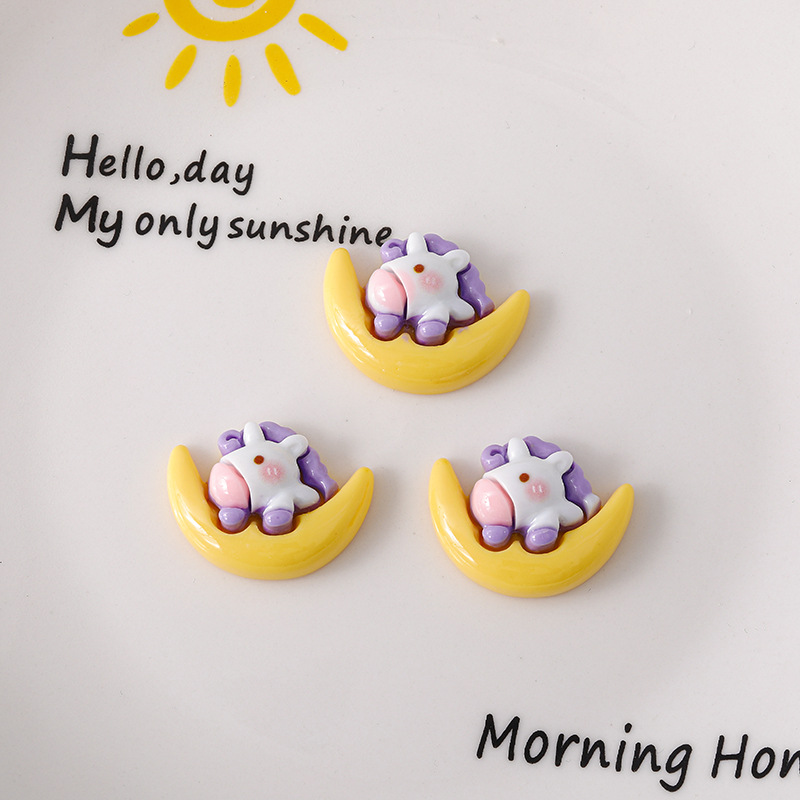 Unicornio estrella de dibujos animados DiDi accesorios de resina crema pegamento para el cabello de la caja del teléfono móvil agujero agujero hebilla material de pegatina de refrigerador