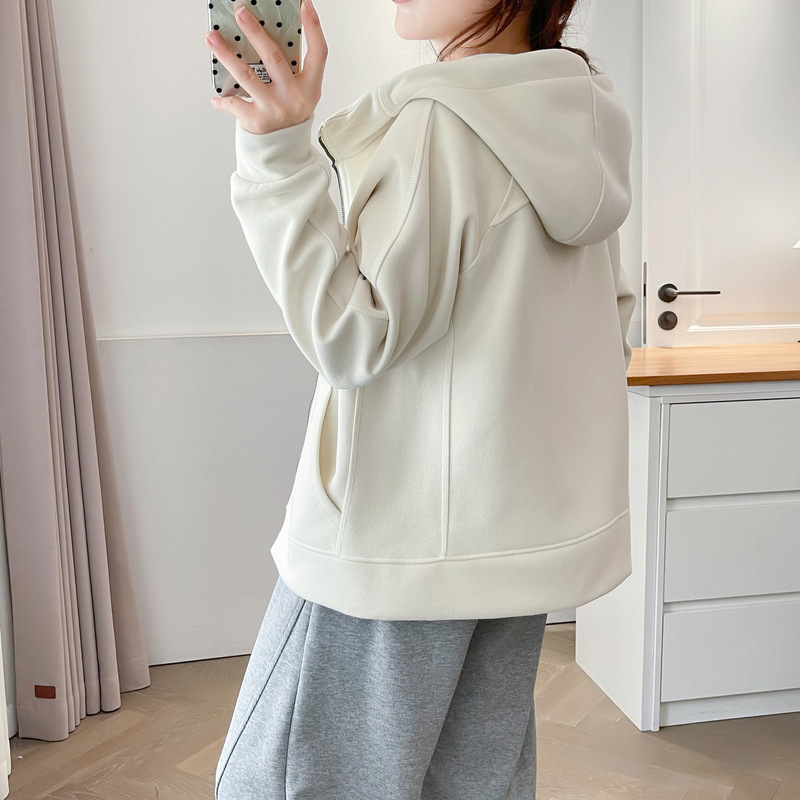 连帽卫衣胖妹妹大码女装2025秋季新款200斤时尚宽松休闲拉链外套|undefined