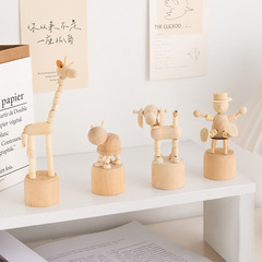 Creative Nordic-style wooden mini animal figurines, cute student puppet player home desk accessory