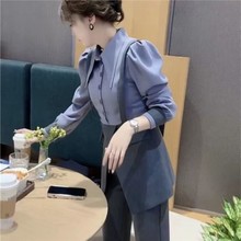 2025套装时尚炸街爆款秋季新款设计感假两件衬衫上衣百搭裤子