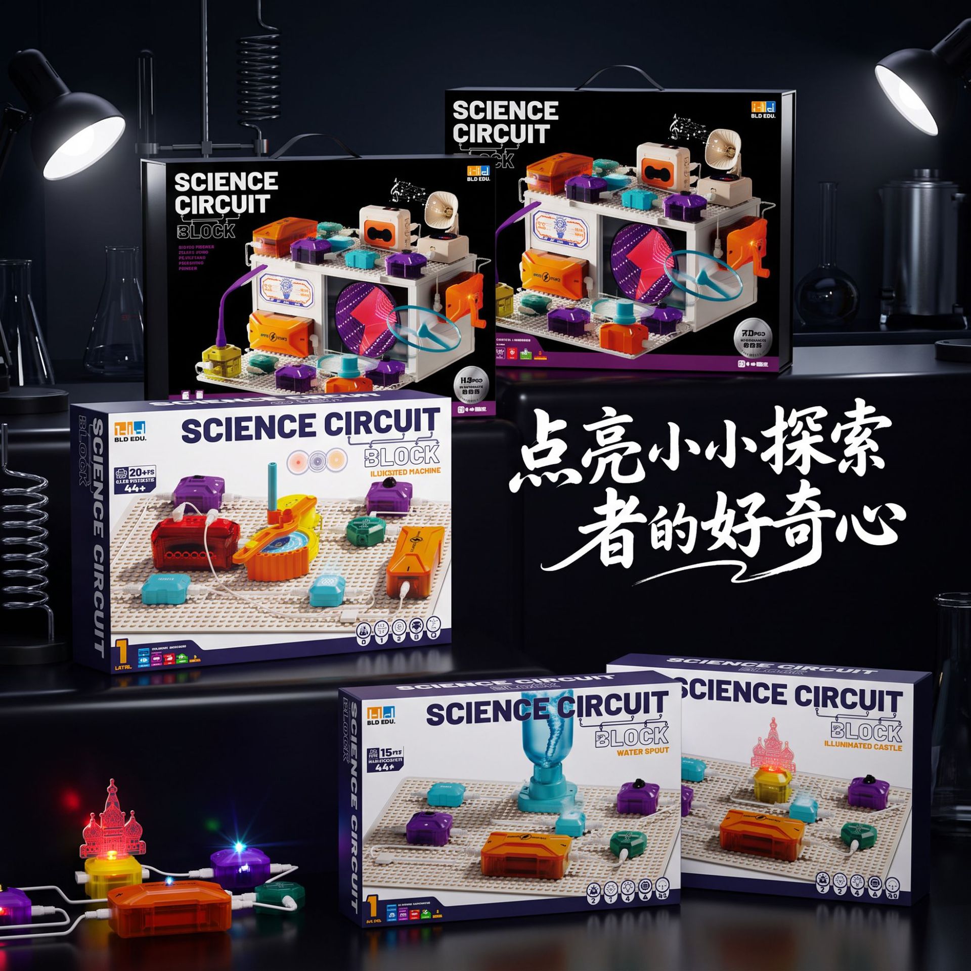 儿童科学实验套装趣味电路积木中小学生物理电学启蒙益智拼装玩具