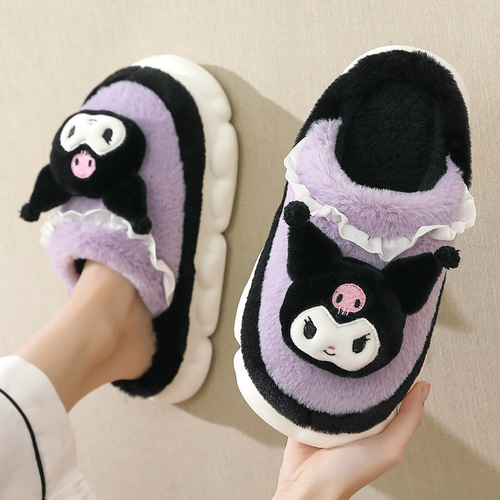 Sanrio cotton slippers for women in winter, couples' home warm thick-soled cute furry slippers wholesale