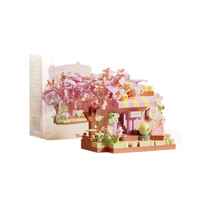 NLNM Bloqueo M163 - 8 Micropartículas Juguetes de ensamblaje Red Creativo Decoración de escritorio Florista Vista de la calle Miniature Town image 6