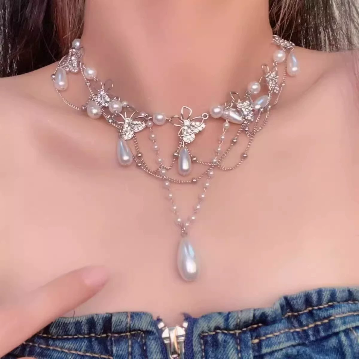 Многослойное ожерелье с кисточками и цирконами в дворцовом стиле, модный дизайн, двухслойная цепочка на ключицу, элегантное легкое роскошное колье-крест