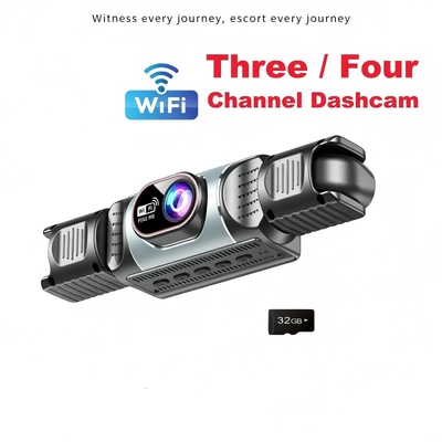 New three-camera dashcam with infrared Driving recorder - xc405-triple-lens-wifi-32gb-memory-card