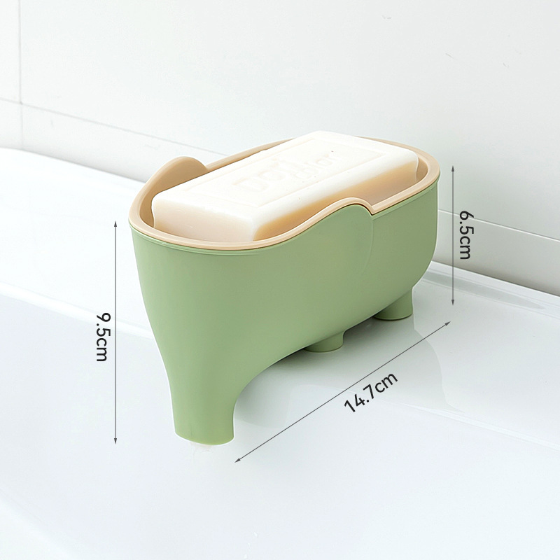 新しい象の石鹸箱パンチフリー家庭用ポータブル滑り止め石鹸箱蓋付きカウンタートップ収納ラック石鹸箱|undefined
