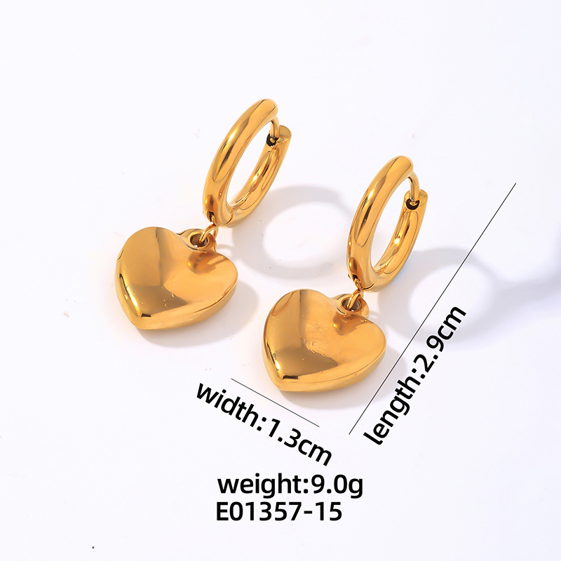 Women's Gender Simple Style Style 1 Pair Simple Style Heart Shape Plating 304 Stainless Steel Copper Gold Plated Drop Earrings