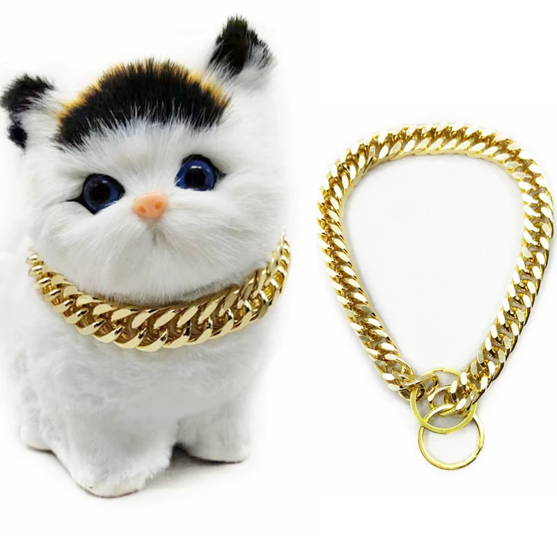 2023 новый металлический ошейник для домашних животных украшение для кошек золотая цепочка Тедди Кодзи Бо Мэй Фа Доу хип-хоп Золотое ожерелье