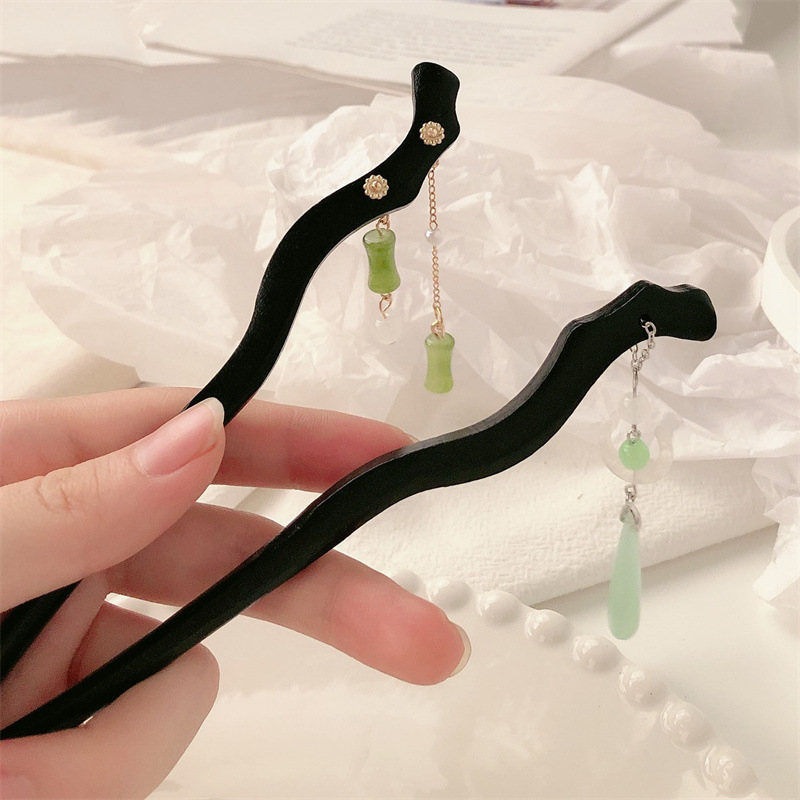 Pinzas de cabello de madera de sandalwood antiguo estilo simple pinzas de cabello de madera moderna cheongsam de mujer nuevo estilo chino pinzas de cabello de pez pequeño decoración de verano