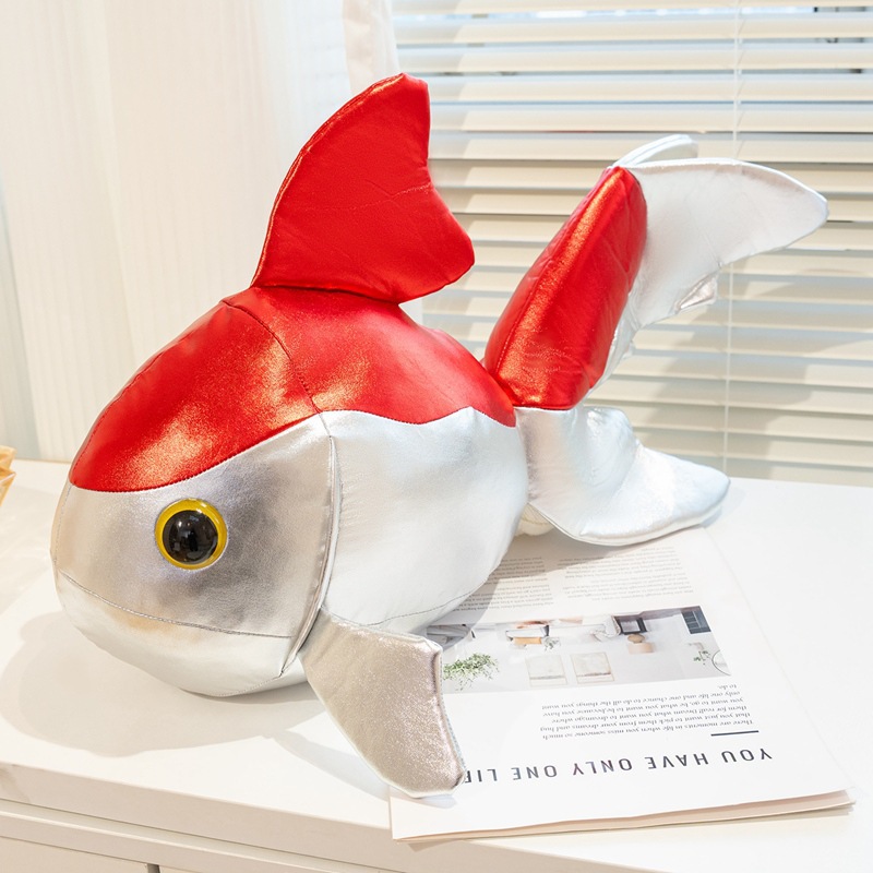 Muñecas de dibujos animados peces de oro PU pieles pequeños peces juguetes muñecas de tela muñeca almohada tranquilizadora adornos accesorios de fotografía