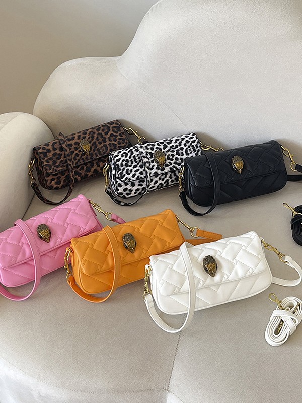 Diamond-patterned small square bag for women, 2026 new model, eagle head design, high-end feel, versatile crossbody bag, leopard print shoulder fashion chain bag