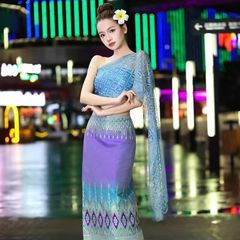 西双版纳傣族裙套装傣服网红明星旅游舞蹈服装成人泰式穿搭三件套
