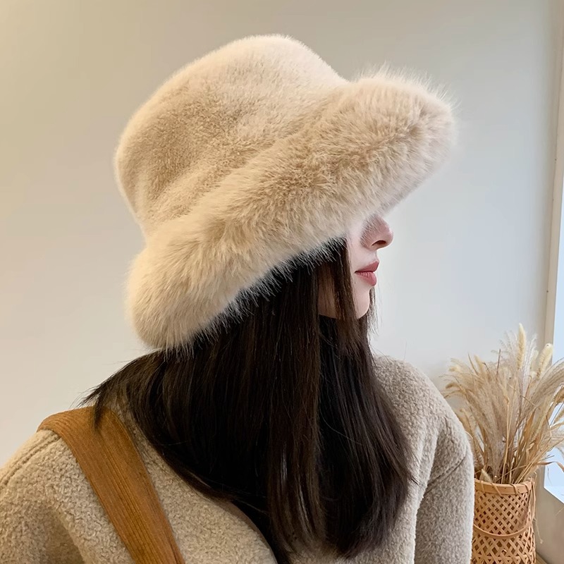 High end mink fluffy fisherman's women's noble style, large head surround fur hat, winter warm pullover hat_voghion.com