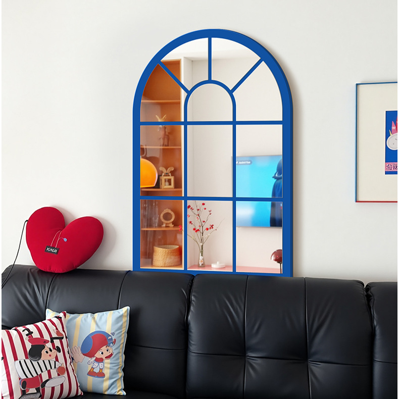 Living Room Sofa Background Wall Bauhaus Fake Window Mirror 2025 New Entrance Door Restaurant Wall Creative Hanging Painting