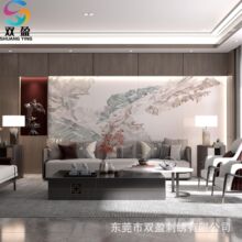 2025夏季中式刺绣壁画硬包山水背景墙电视沙发床头客厅 墙壁装饰